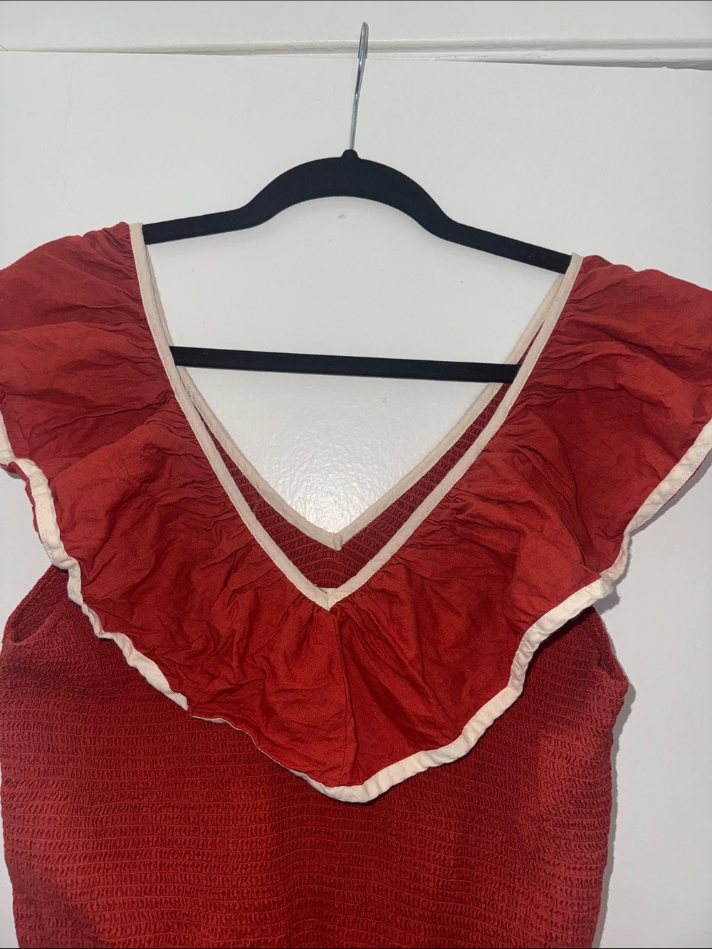 Christy Dawn Rust Red Ruffle Midi Dress - Picture 3 of 5